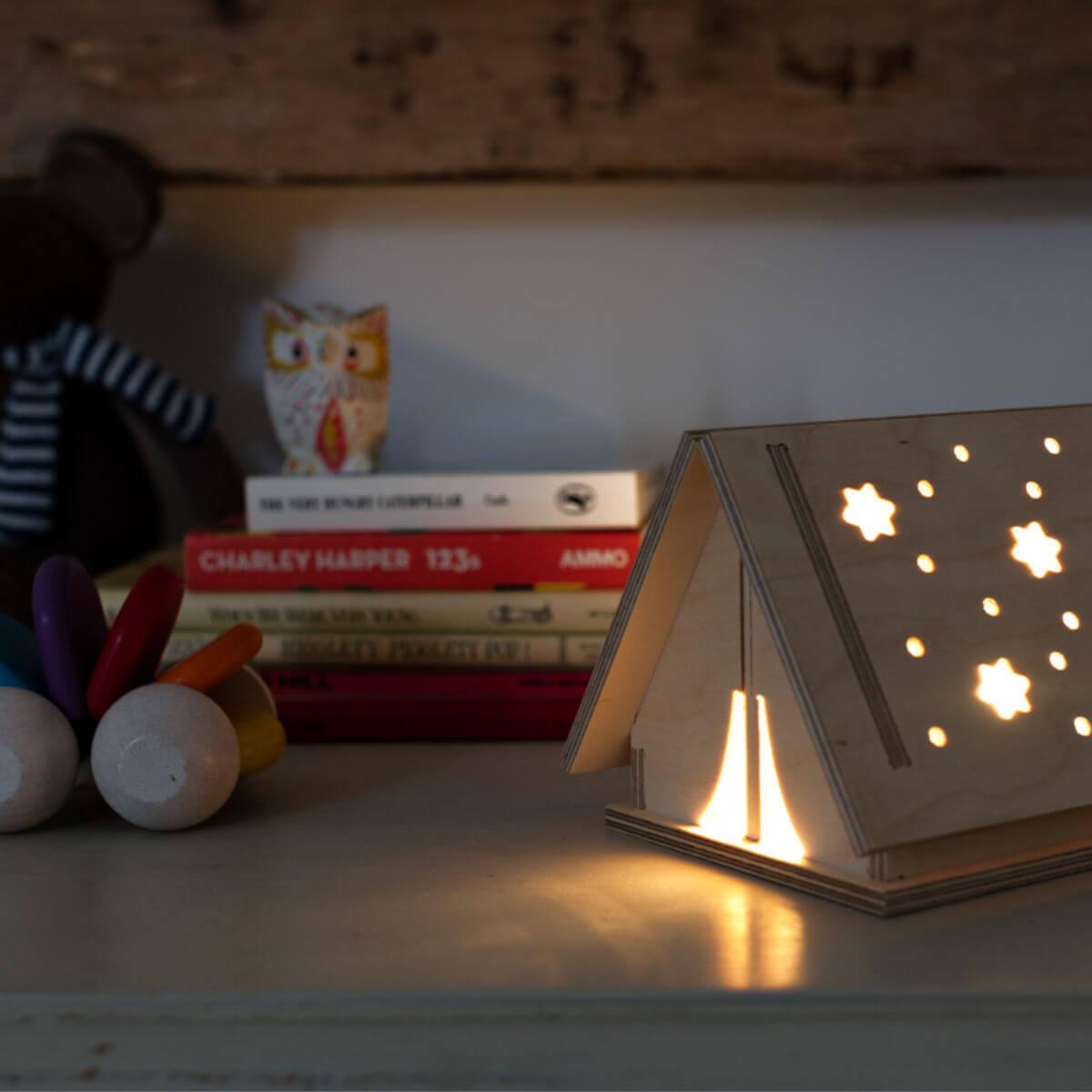 Bright Corner nursery night light in star tent at blue brontide UK