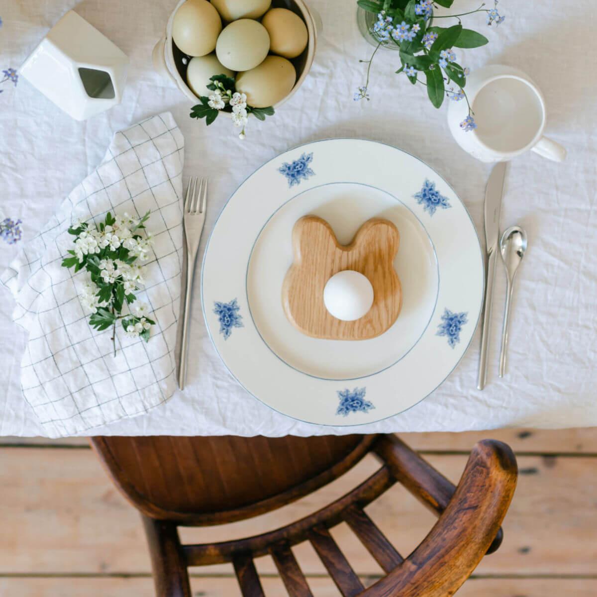 children's wooden egg cup - bunny 