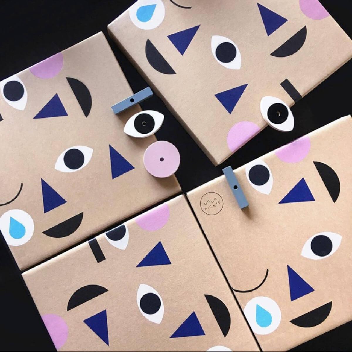 moon picnic make a face wooden toy