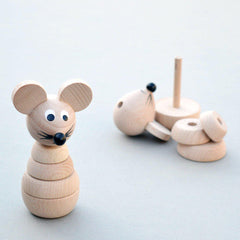natural wooden stacking toy mouse at blue brontide uk