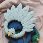 Natruba natural rubber teether toy peacock light blue