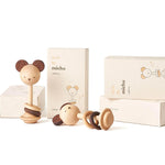 oioiooi nice to michu rattle a wooden baby rattle in a bear design at blue brontide uk