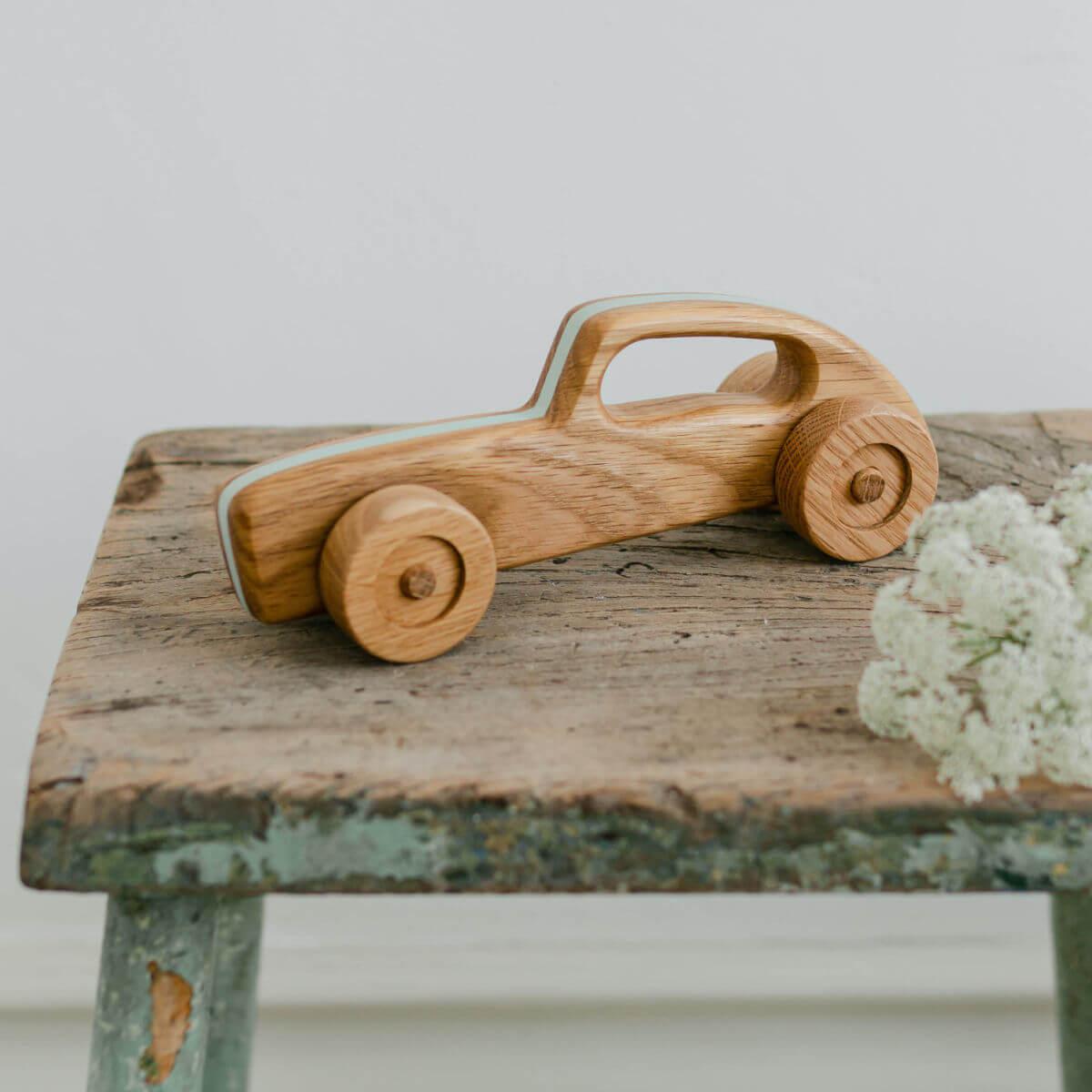 heirloom wooden toy racing cars handmade by blue brontide UK