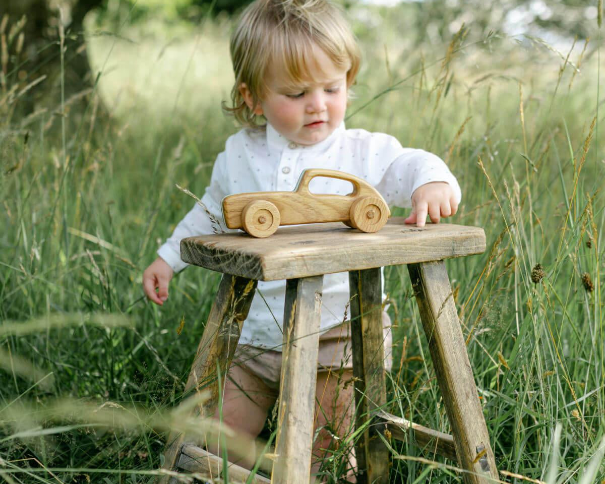 heirloom wooden toy racing cars handmade by blue brontide UK