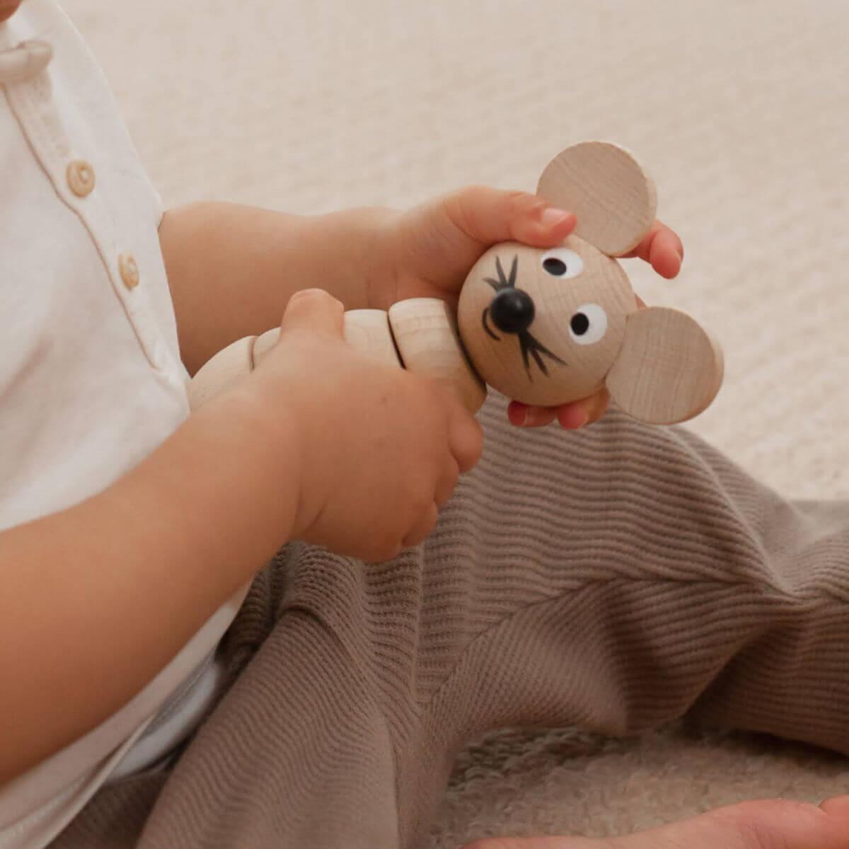 natural wooden stacking toy mouse at blue brontide uk