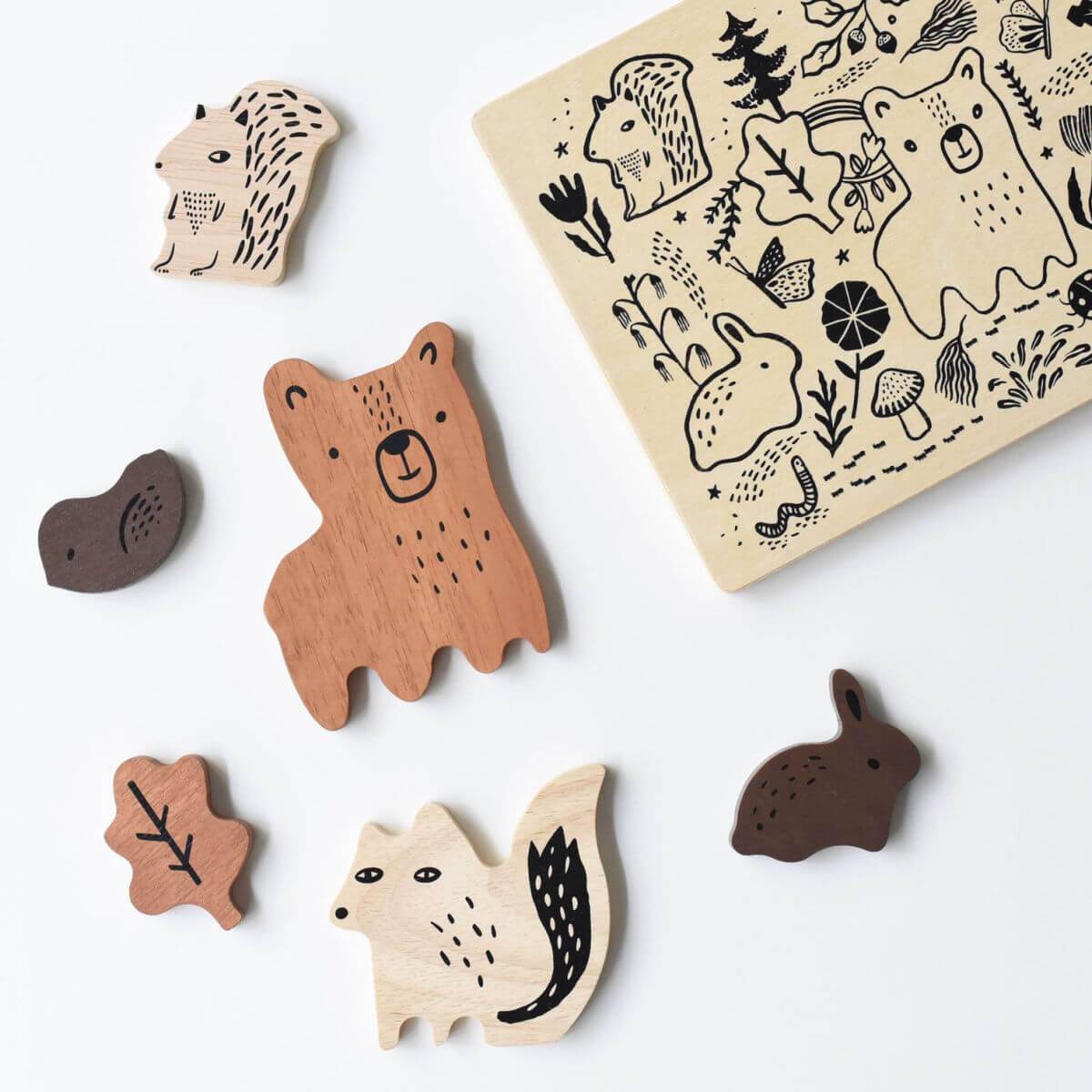 Wee Gallery Wooden Tray Puzzle - Woodland Animals