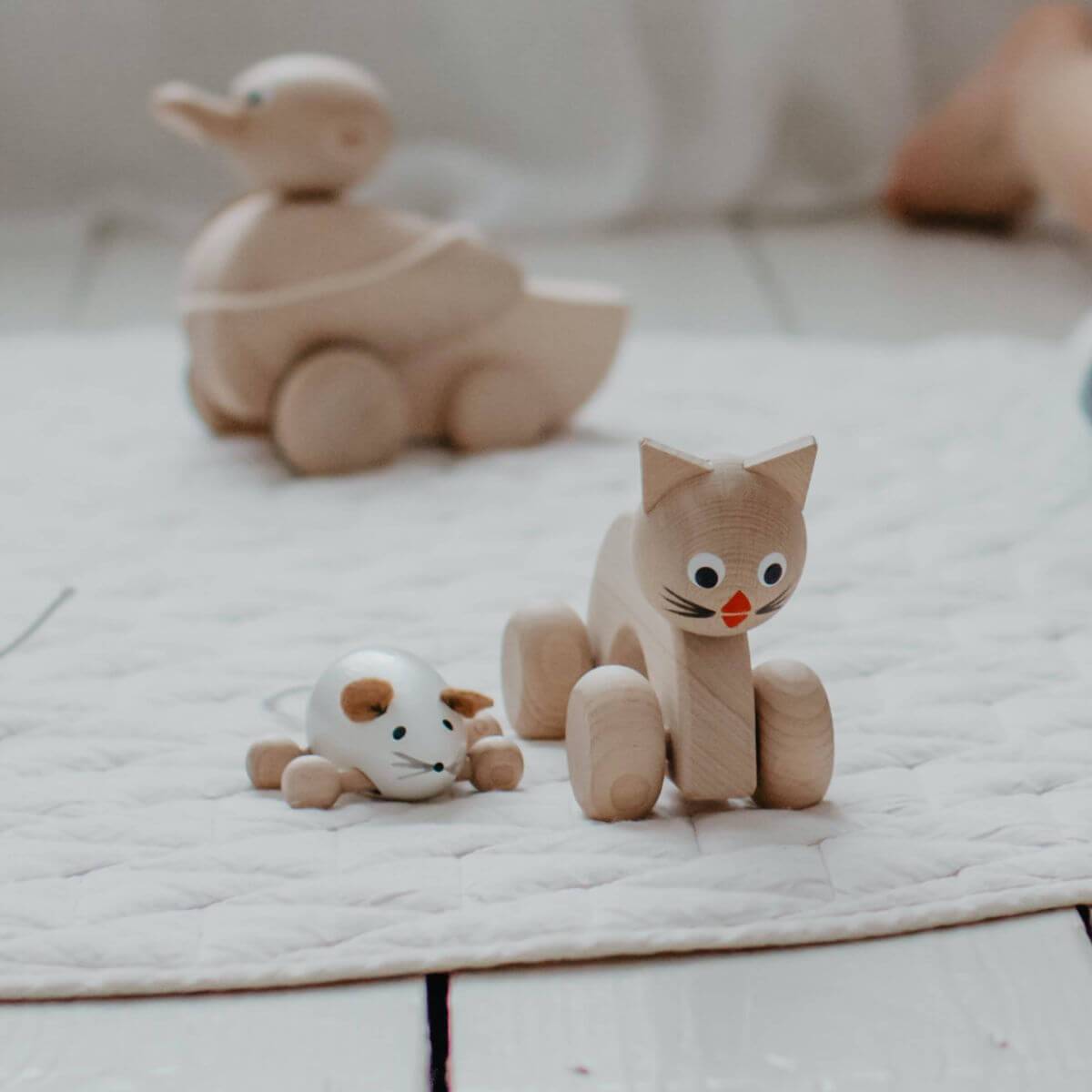 wooden push along toy cat at blue brontide uk