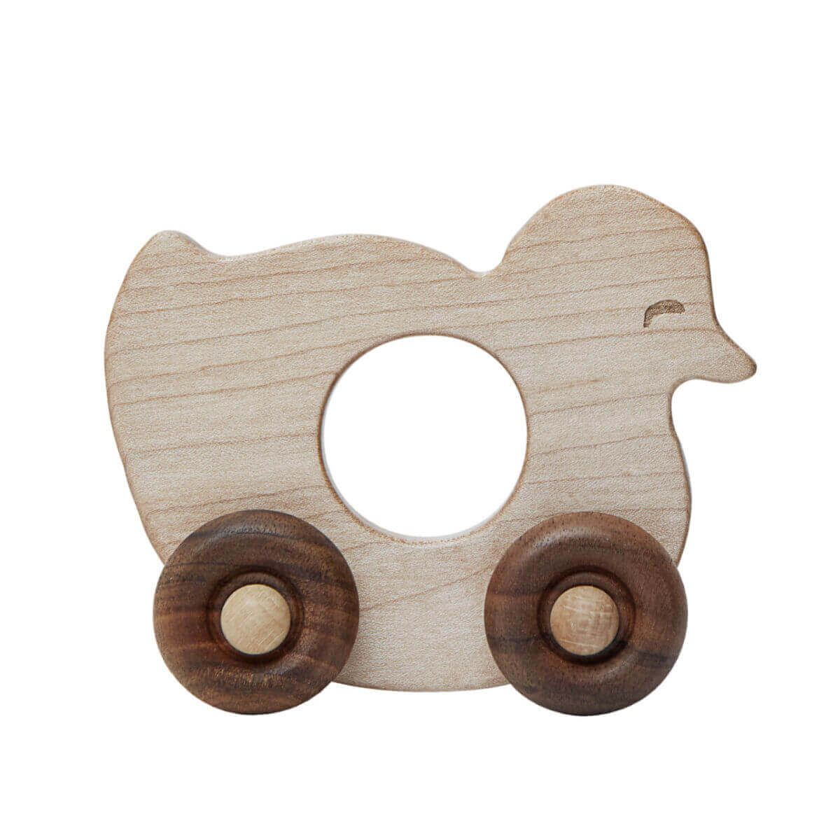wooden baby duck push along toy by wooden story